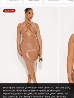 Fashion Nova Nude latex Midi Dress
